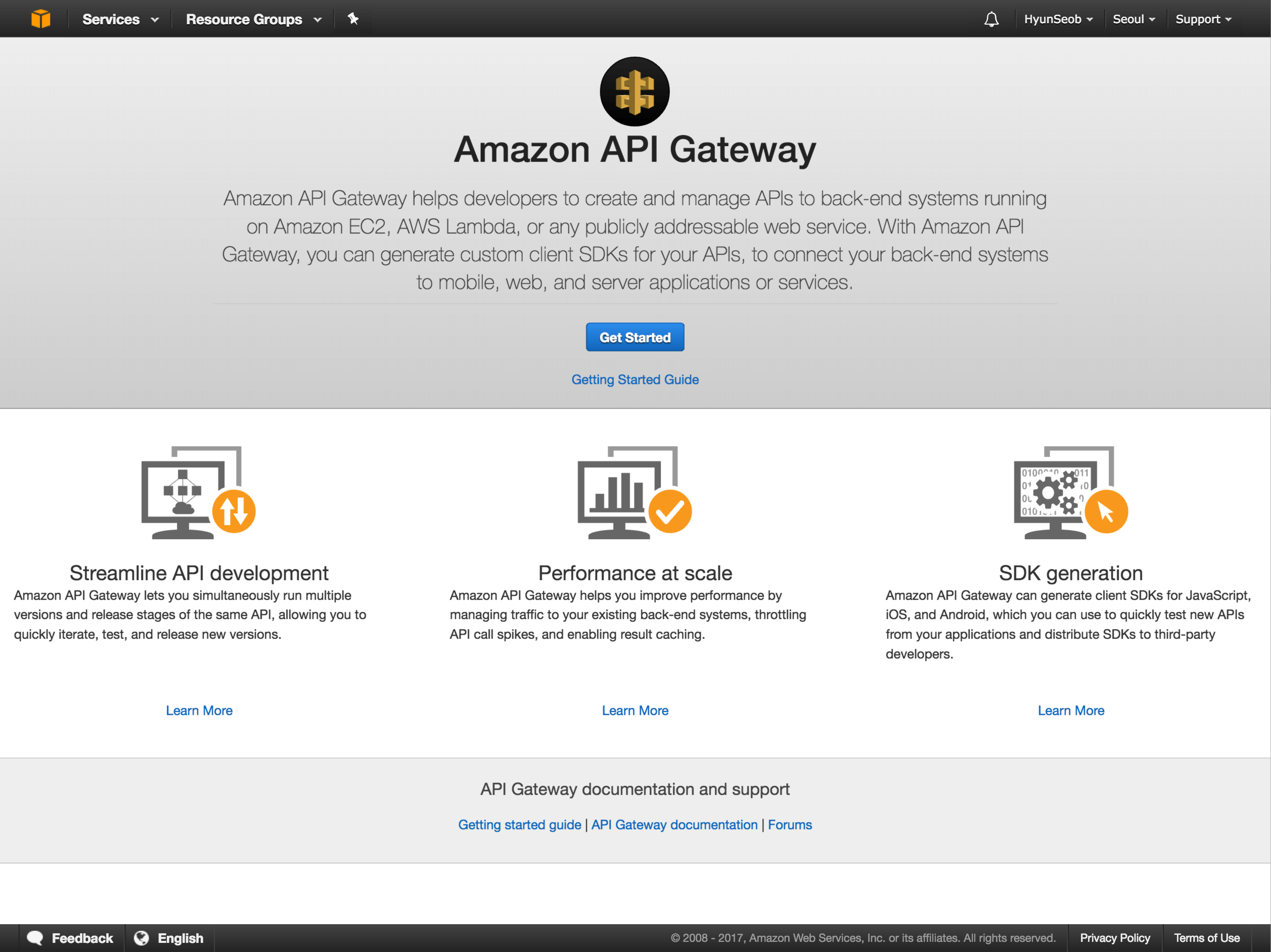 API Gateway Console Screenshot