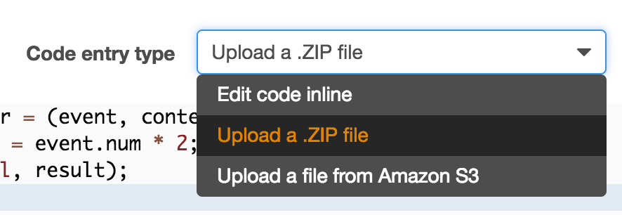 Lambda Upload ZIP Screenshot